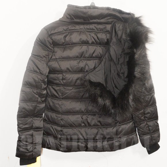 Nautica Womens Faux Fur Trim Hooded Midweight Puffer Jacket BLACK - Picture 12 of 12